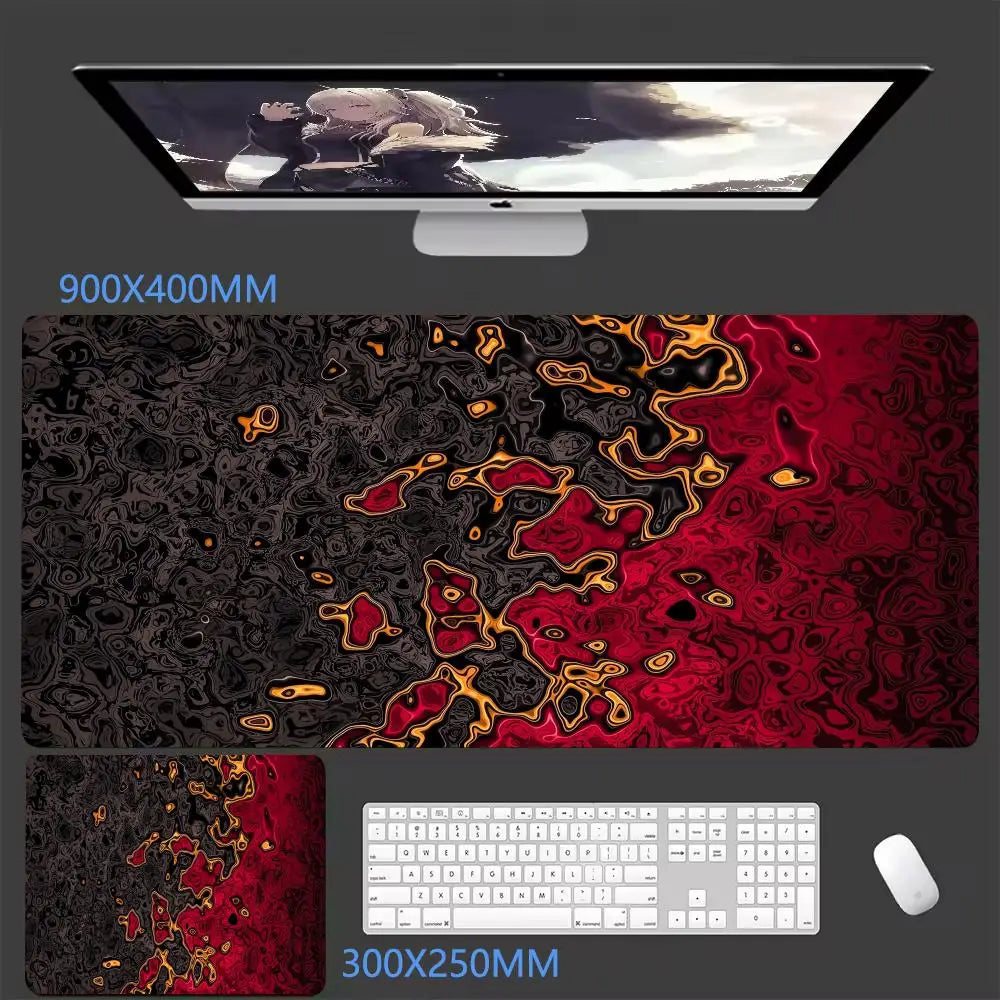 Black Waves Large Gaming Mouse Pad Computer Keyboard Desk Pad XXL with Rubber Non-Slip Stitched Edge for Friends Boyfriend