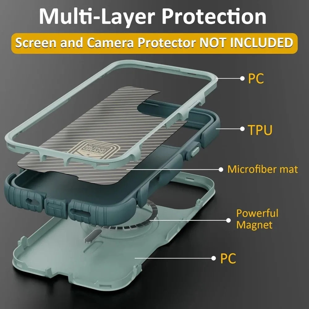 3IN1 Heavy Duty OTT-BOX Armor Shockproof Magnetic Phone Case For iPhone 18 17 Pro Max For MagSafe Charging Drop Protection Cover