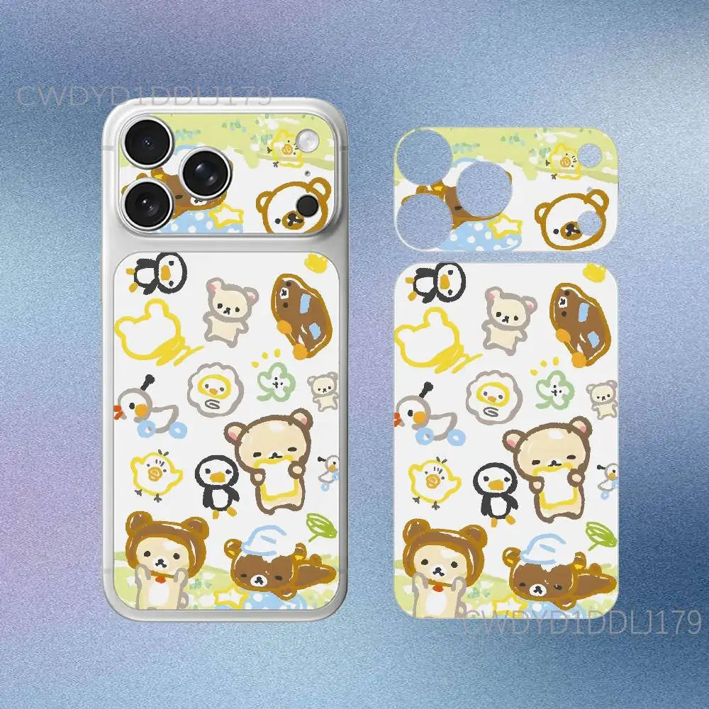 Cute R-Rilakkuma Bear For iPhone 17 Pro 17 Pro Max Full Body Back Cover Decal Skin 3D Colorful Rear Protective Sticker Film
