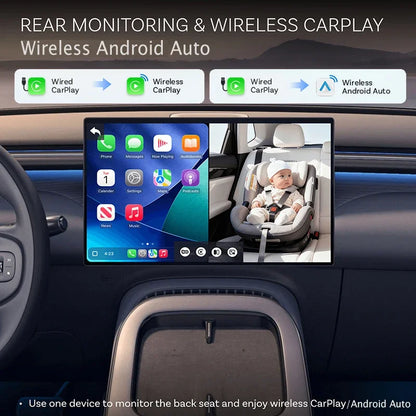 Ottocast Cabin Care Wireless CarPlay Adapter Baby Car Camera 1080P HD 150° Wide-angle Night Vision Backseat Monitor for 98% Car