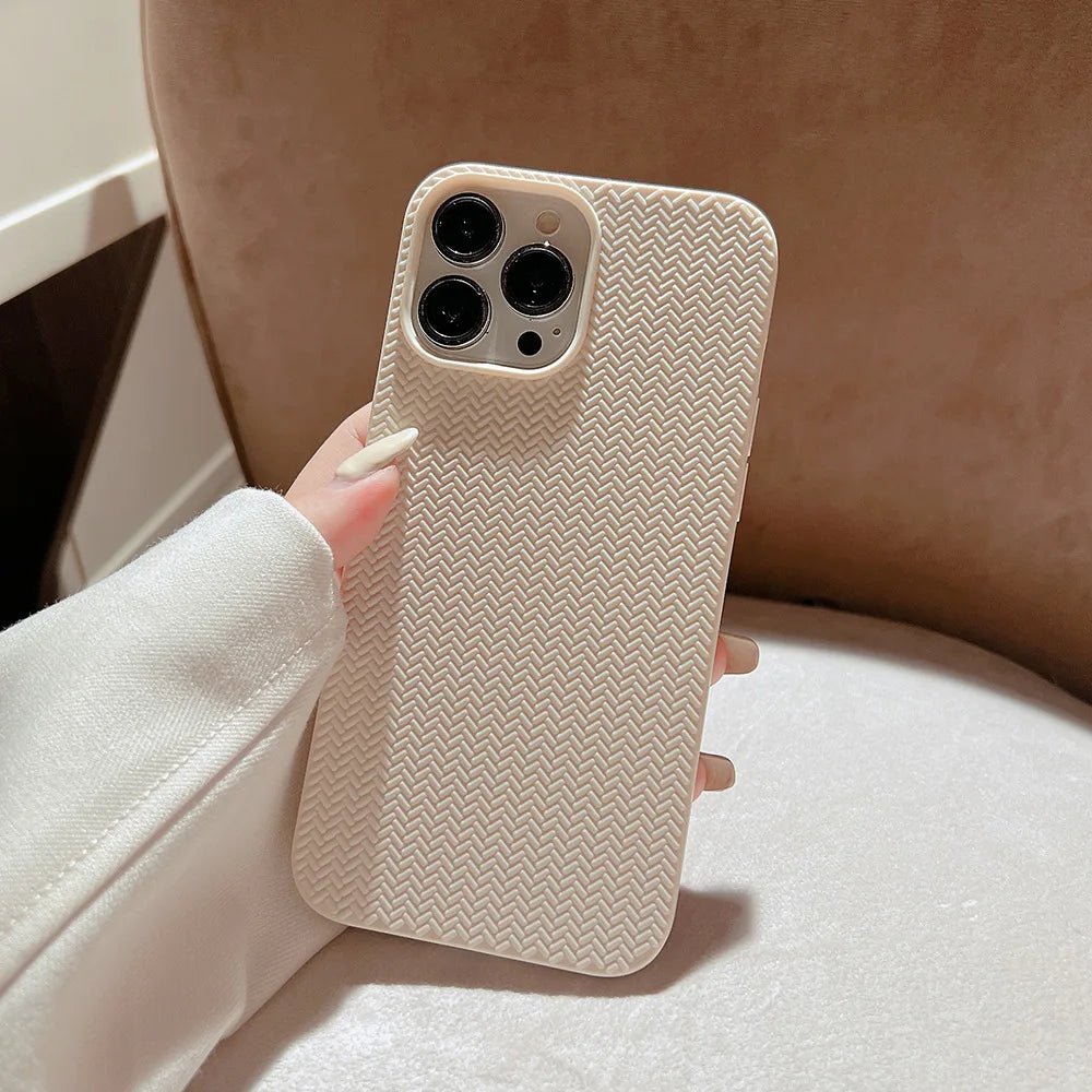 Colored Autumn and Winter Solid Weave Pattern Phone Case For Iphone 14 13 12 11 Pro Max X XR XSMAX 7 8 Plus Fashion New Products