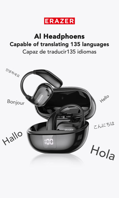 Erazer XT66 Intelligent Translator Earphone Wireless Headphones Bluetooth Earbuds Real-time Translate Equalizer APP Built-in Mic
