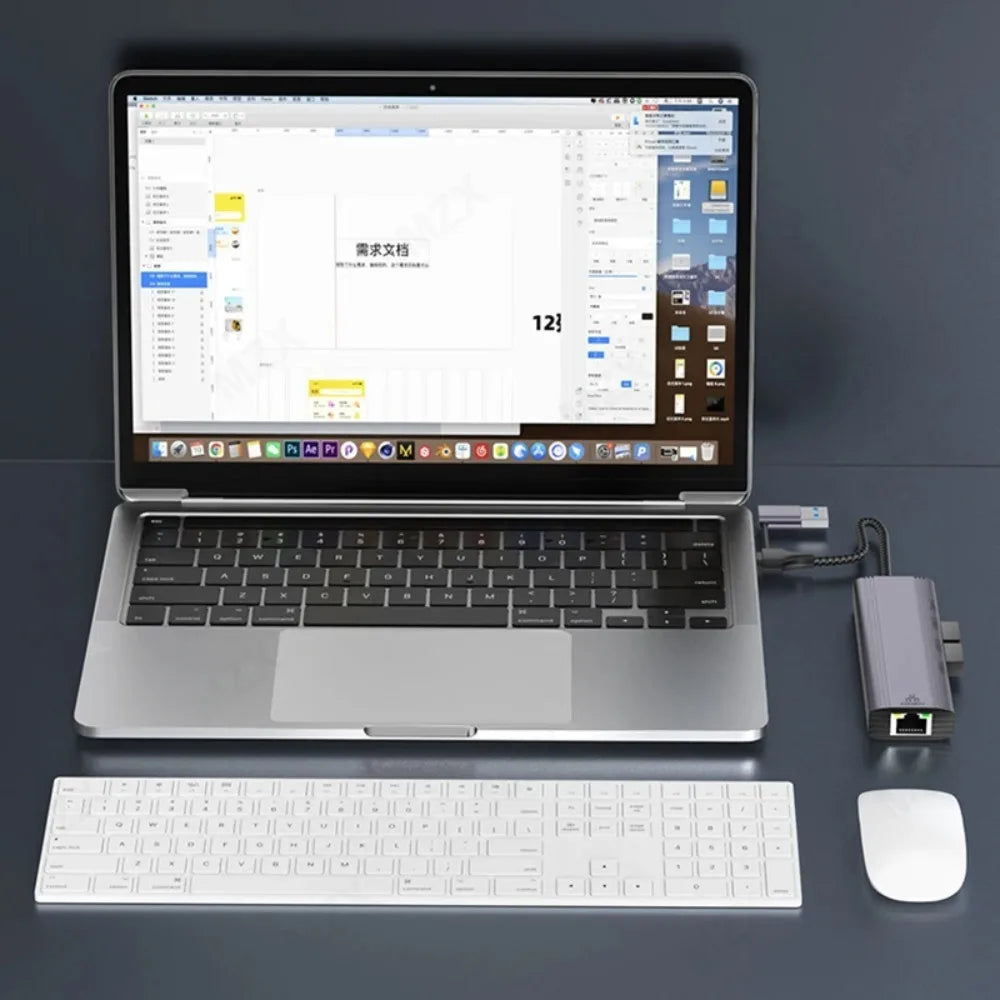 MZX USB A Type C 3.0 Hub to RJ45 Network Card Converter 1000Mbps Ethernet Concentrator Adapter Docking Stattion Splitter Dock