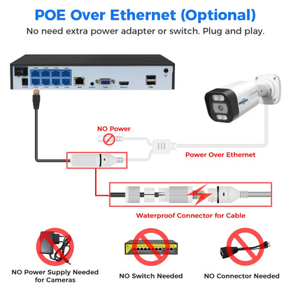 Hiseeu POE 5MP 8MP 4K IP Camera Color Night Vision Face Detection Waterproof H.265 Home Security Surveillance CCTV Cameras