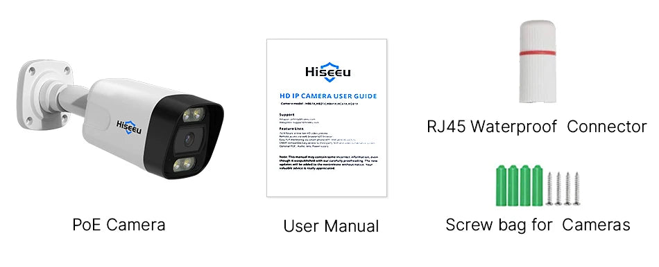 Hiseeu POE 5MP 8MP 4K IP Camera Color Night Vision Face Detection Waterproof H.265 Home Security Surveillance CCTV Cameras