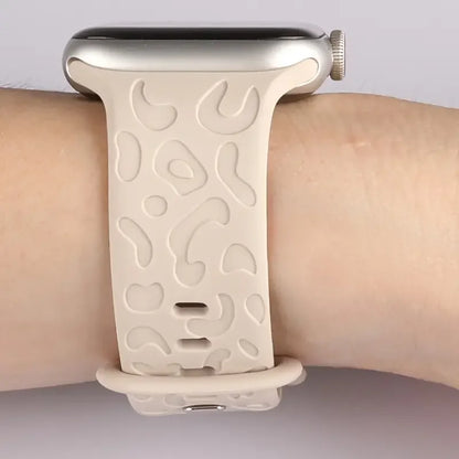 Engraved Strap For Apple Watch Band ultra 49mm 41mm-44-42mm 46mm Sport Silicone Leopard bracelet iWatch Series 11 10 9 8 7 se 6
