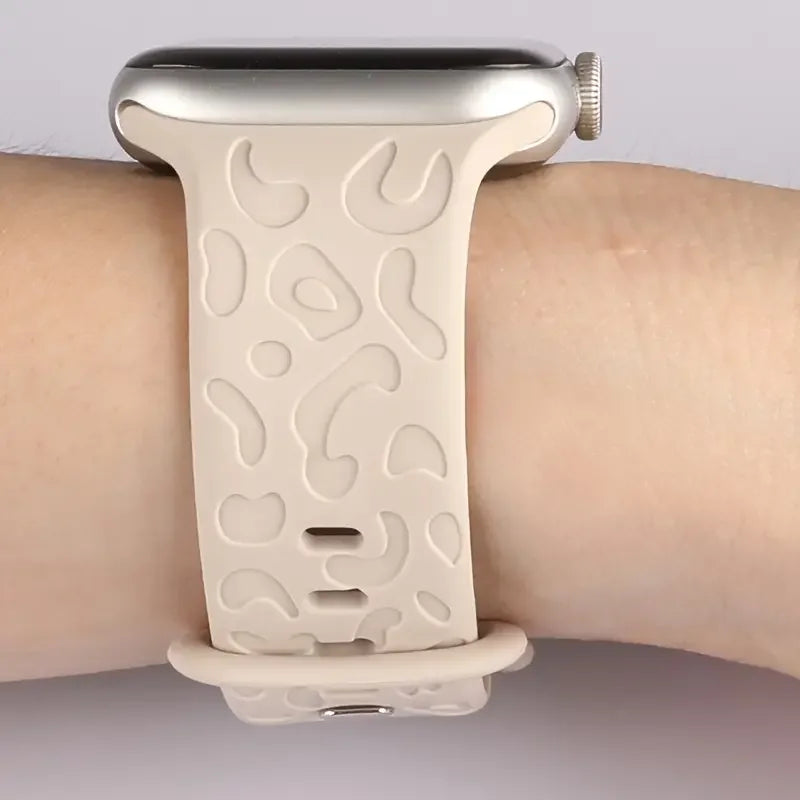 Engraved Strap For Apple Watch Band ultra 49mm 41mm-44-42mm 46mm Sport Silicone Leopard bracelet iWatch Series 11 10 9 8 7 se 6