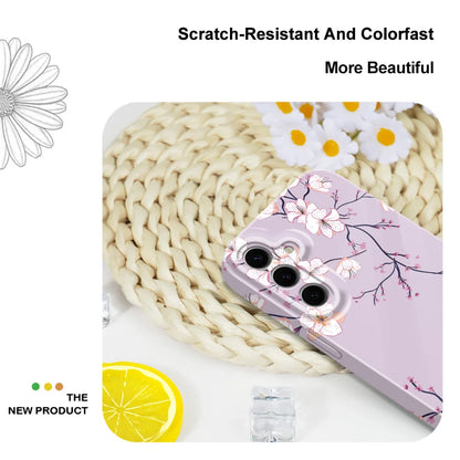 Fallen Plum Blossoms Phone Case For Samsung Galaxy S25 S24 S23 S22 S21 S20 Plus Ultra FE 5G Film Hard Cover