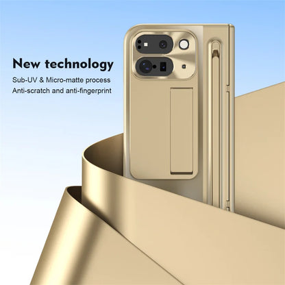 For Google Pixel 9 10 11 Pro Fold 2 Phone Case With Hinge Touch Pen Tempered Glass Film Stand Shockproof 360° Full Protect Cover