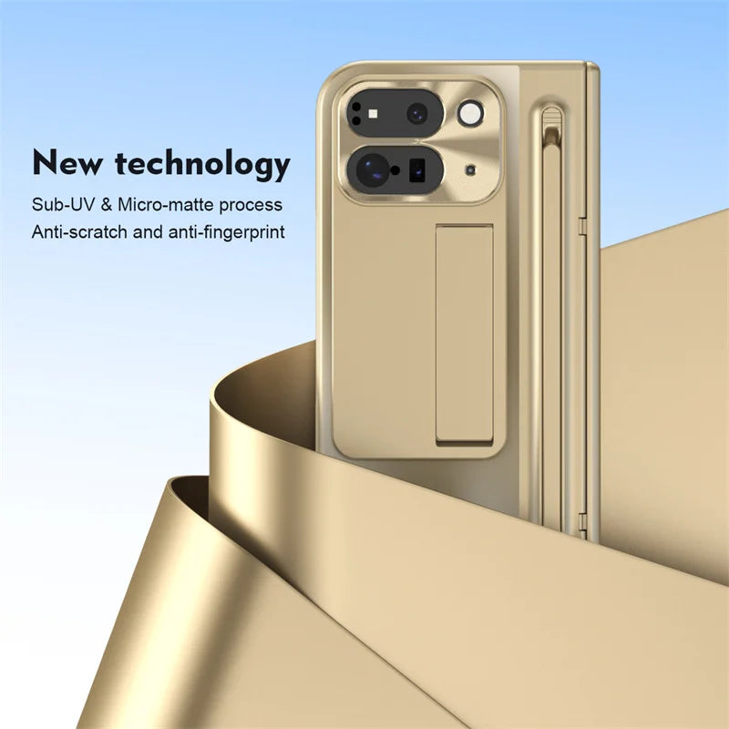 For Google Pixel 9 10 11 Pro Fold 2 Phone Case With Hinge Touch Pen Tempered Glass Film Stand Shockproof 360° Full Protect Cover
