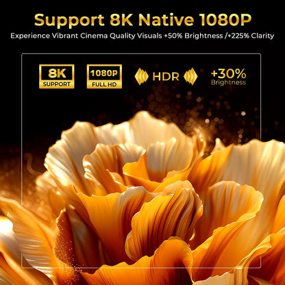X7 Native 1080P Smart Projector Native 8K 4K Decoding/1000 ANSI/ with Android 14 OS, Compatible with Netflix YouTube, Auto Focus