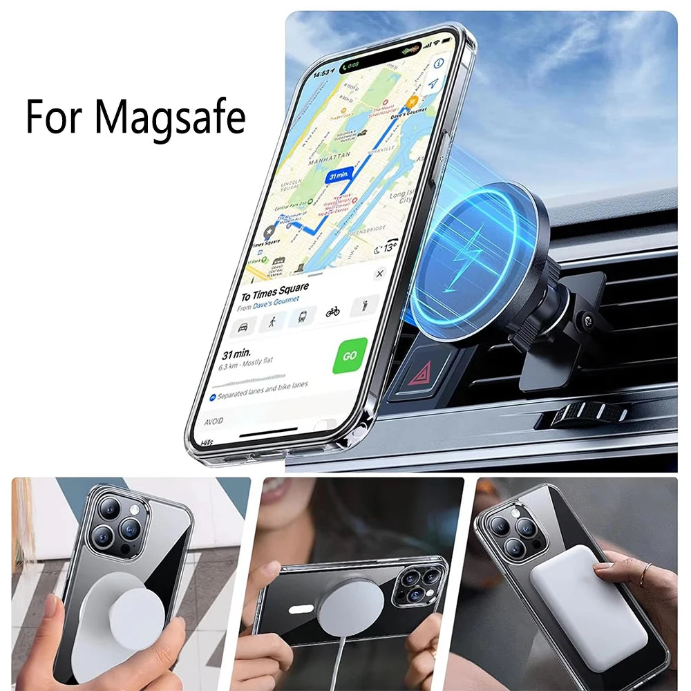 Official Original Magnet Clear Case For Iphone 17 Air 16 15 14 Plus 12 13 Mini 11 Pro Max 7 8 Se 20 X Xs Xr Apple Magsafe Cover