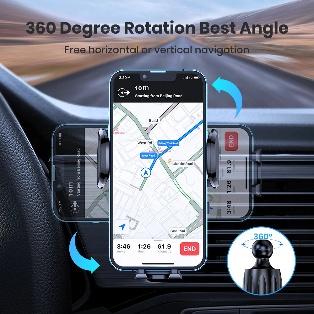 TOPK Upgraded Hook Clip Car Holder FOR Phone, Air Vent Universal Mount, Super Stable Fit for iPhone Truck Smartphones