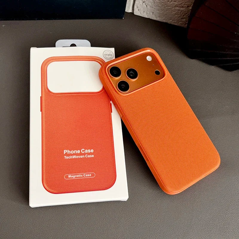 Luxury Official Technology Woven Magnetic Case For iPhone 18 17 16 15 14 13 Pro Max For Magsafe Technical Fabric Original Cover