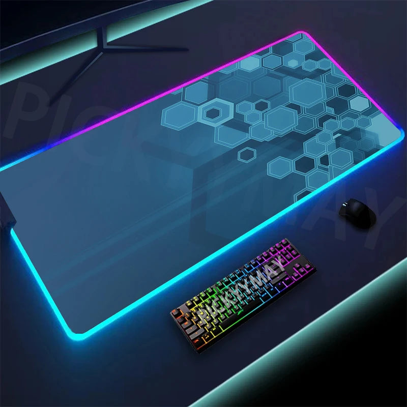 Geometry Large RGB Gamer Mousepad 40x90cm Mouse Mat Gaming Mousepads LED Keyboard Mats Luminous Desk Pads Mouse Pad For PC