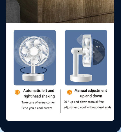 3600mAh USB Desk Fan 4 Speed Adjustable Desktop Table Fan with Strong Wind Quiet Portable Kipas USB Oscillating Fan