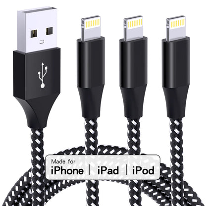 LAIHONEN MFi Certified 1PC/3PCS 10FT USB‑A to Lightning Cable Fast Charging Data Cord for iPhone 14 13 12 X XR