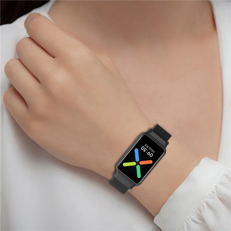 Magnetic Loop Sports Strap For Oppo Watch Free Nfc Smart Watch Replacement Metal Stainless Steel Bracelet Wrist Strap