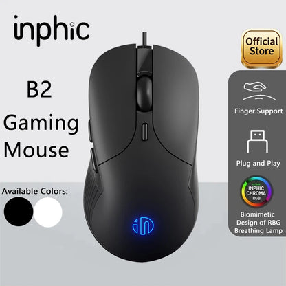 INPHIC B2 USB Wired Mouse Silent Office Gaming Mouse for PC and Laptops