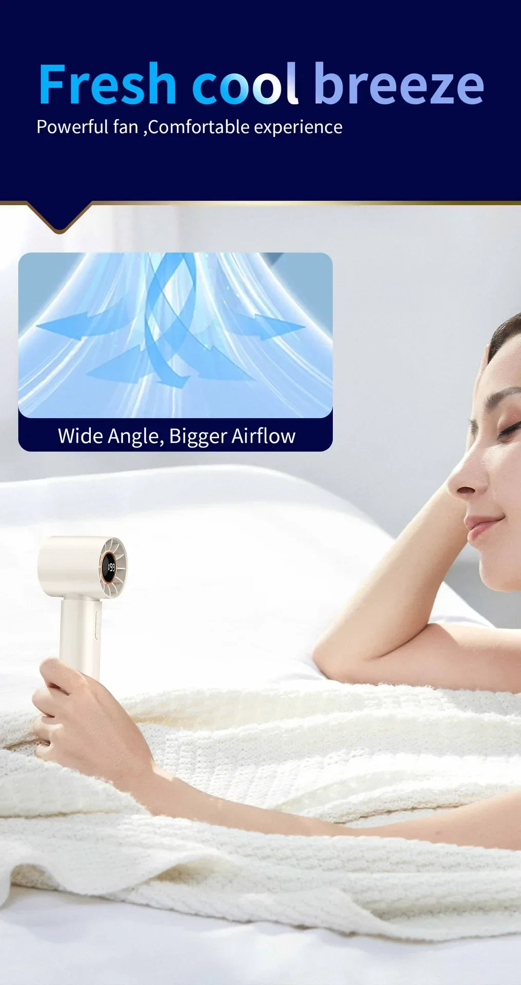 Hot New High Speed Folding Refrigeration Fan, Digital Display Mini Portable USB Charging Fan, High Wind Power Handheld Fan