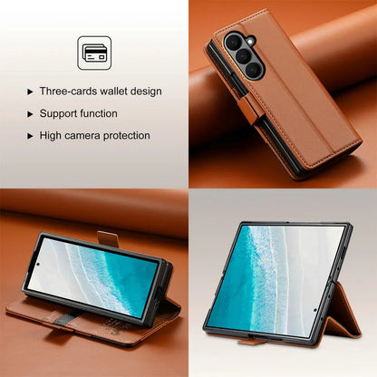 Luxury Leather Wallet Cover for Samsung Galaxy Z Fold 7 5G 2025 Flip Case Magnetic Book Business ZFold 3 4 5 6 Fold7 RFID Cover