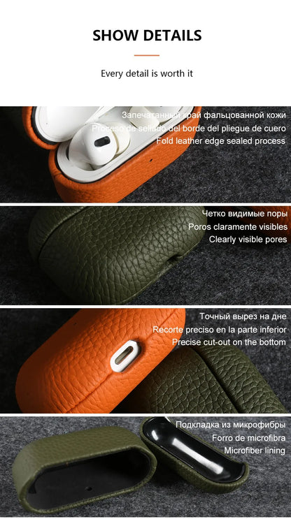 Genuine Leather Case For Airpods Pro 2 Cases Airpods 2 3 Bag Luxury Handmade Wireless Bluetooth Earphone Box Protective Shell