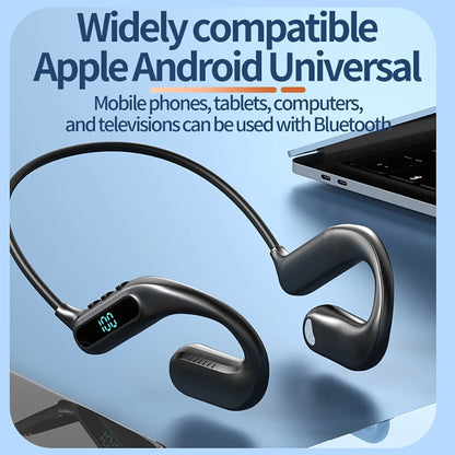 KEBIDUMEI Open Ear Bluetooth 6.0 Headphones Neckband Headsets TWS Wireless Earphones Sport HiFi Stereo Noise Reduction Earbuds