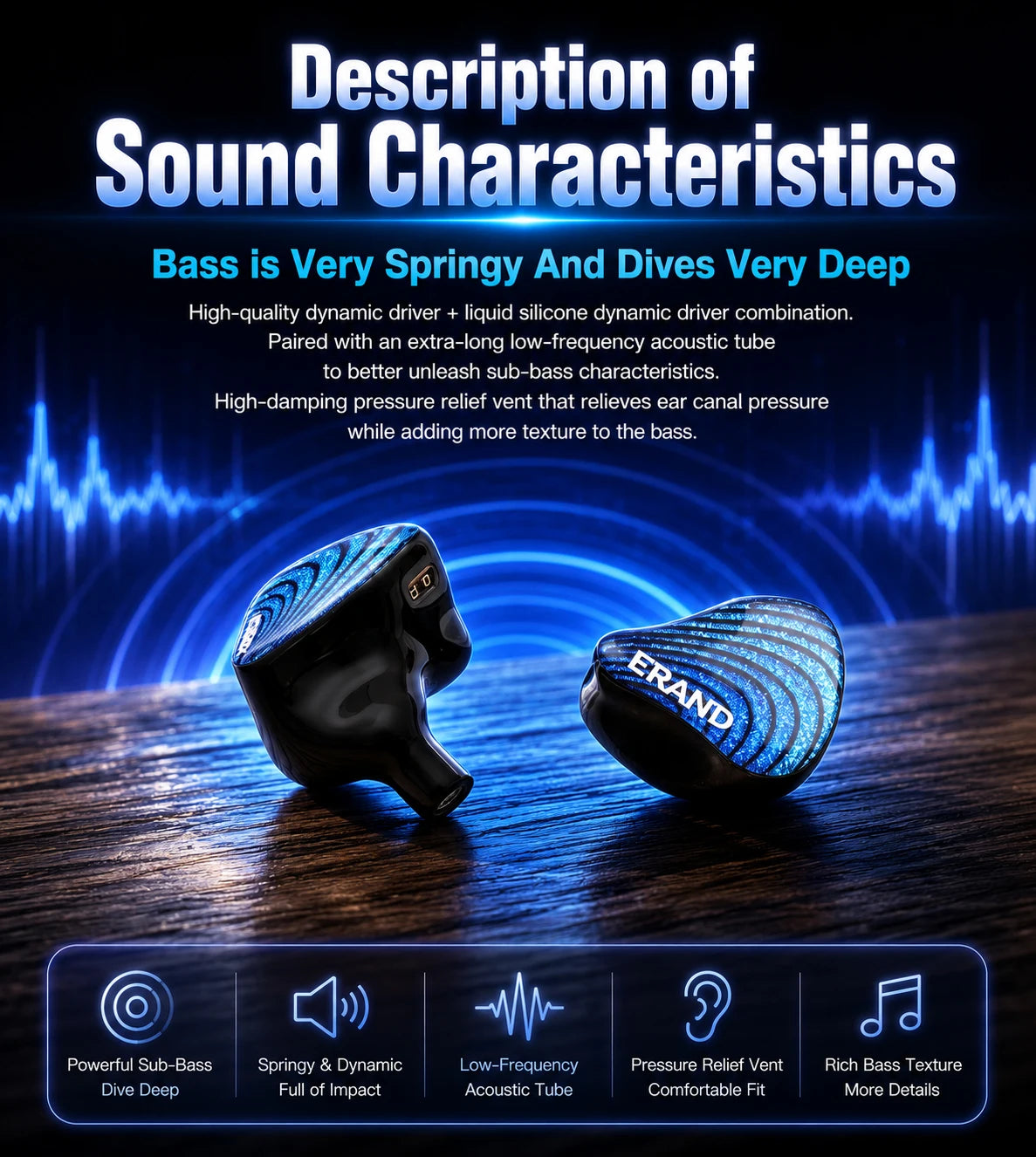 ERAND RESONANCE 5 2DD+2BA+1MP Hybrid IEMs HIFI In-ear Wired Earphones 5-driver 5-tube 5-way Monitor Headphones Earbuds