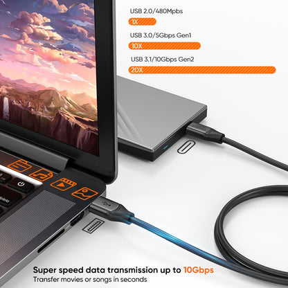 CableCreation 60W USB A to Type C Cable USB3.2 Gen2 10Gbps Data Cable 3A Fast Charging for External SSD Galaxy S24 iPhone 16