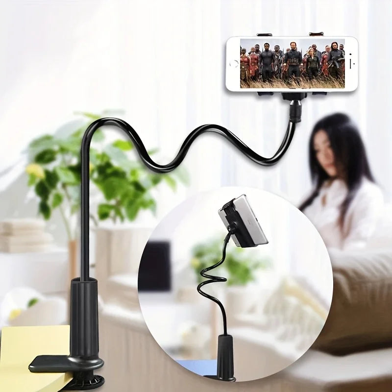 Lazy Phone Holder, Flexible Gooseneck Bed Clamp Stand, 360 Rotatable Cellphone Bracket Mount for Travel Office Live