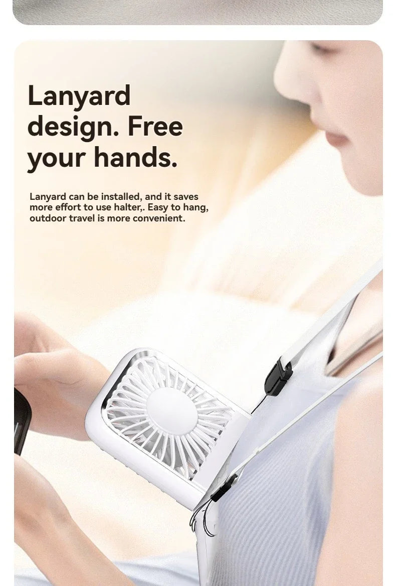 Summer Portable Ultra-thin Neck Small Fan F30 USB Charging Semiconductor Refrigeration Infinity Handheld Icing Fan