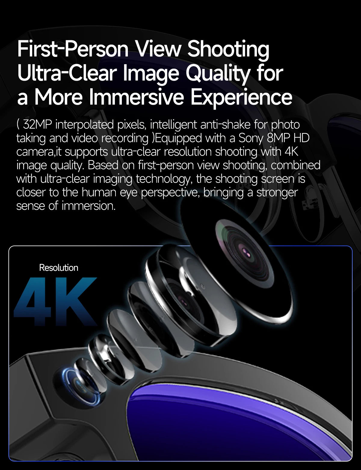 2026 New 4K HD 800W Camera Smart AI Glasses Video Photo Recognition AI Translation Chat GPT Hands-Free Calling Smart Sunglasses