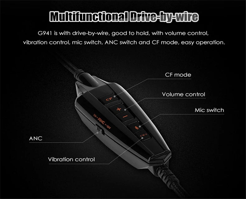 Somic G941 ANC Stereo Over-Ear Gaming Headset Wired Gaming Headphone With MIC USB LED Light Active Noise Cancellation