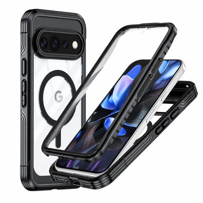 9H Tempered Glass Magnetic Phone Case, Suitable for Google Pixel 11/10/9 PRO XL All Inclusive Phone Protection Case