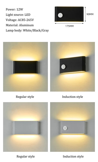 Outdoor Waterproof Wall Lamp Sensor Wall Lamp Human Body Sensor Wall Lights Aluminum Induction Porch Lamp Courtyard Lamp Fixture