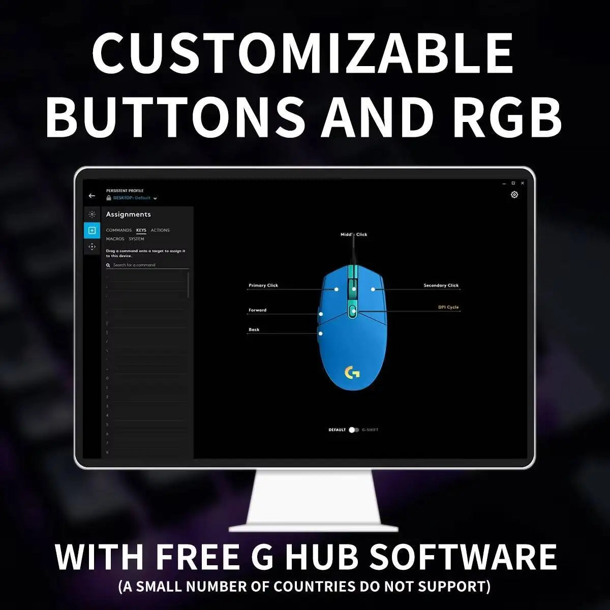 Logitech G203 Prodigy Wired Gaming Mouse 8000 DPI RGB Lighting 6 Buttons On-Board Memory 2.1m Cable Windows ChromeOS