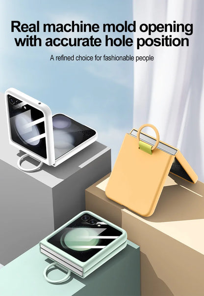 Hot Skin Feel Glass Case for Samsung Galaxy Z Flip 7 FE 6 5 5G Fold Business Fashion Cover Anti-knock Cases for Flip5 Flip6