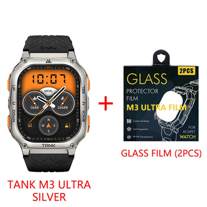 KOSPET TANK M3 Ultra GPS Smart Watch for Men Stainless Steel 5ATM Waterproof Bluetooth Call  24/7 Health Monitor for Android iOS