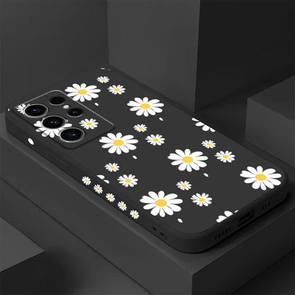 Daisy Petals Phone Case For Samsung Galaxy S25 S24 S23 S22 S21 S20 S10 S10E Ultra Plus FE Note 20 Ultra Plus Cover