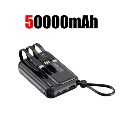 Lenovo CCC Mini Power Bank 500000mAh 4 Built in Cables Fast Charging Large Capacity Portable External Battery For iPhone Xiaomi