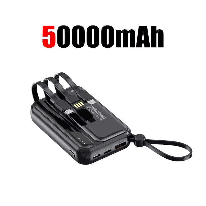 Lenovo CCC Mini Power Bank 500000mAh 4 Built in Cables Fast Charging Large Capacity Portable External Battery For iPhone Xiaomi