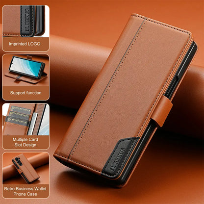 Luxury Leather Wallet Cover for Samsung Galaxy Z Fold 7 5G 2025 Flip Case Magnetic Book Business ZFold 3 4 5 6 Fold7 RFID Cover