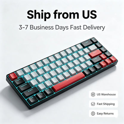 FocusOnPC MK-BOX Portable 60% Mechanical Gaming Keyboard, 68 Keys Compact Wired Keyboard with LED Backlight for Gaming & Office, Compatible with PC, Laptop & Mac, Free Random Mouse Pad Included