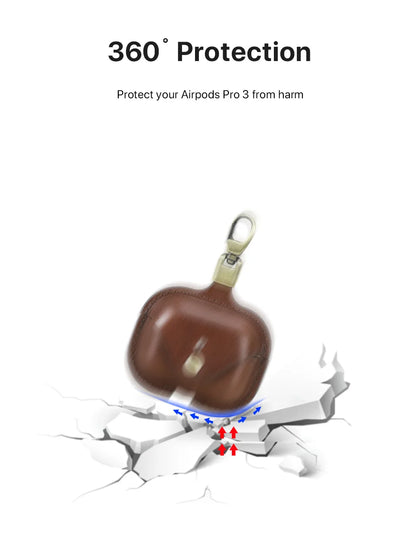 Genuine Leather Cover for AirPods Pro 3 Case Airpod Pro 2nd 1st generation Bluetooth Wireless Headphones Charging Box with Hook