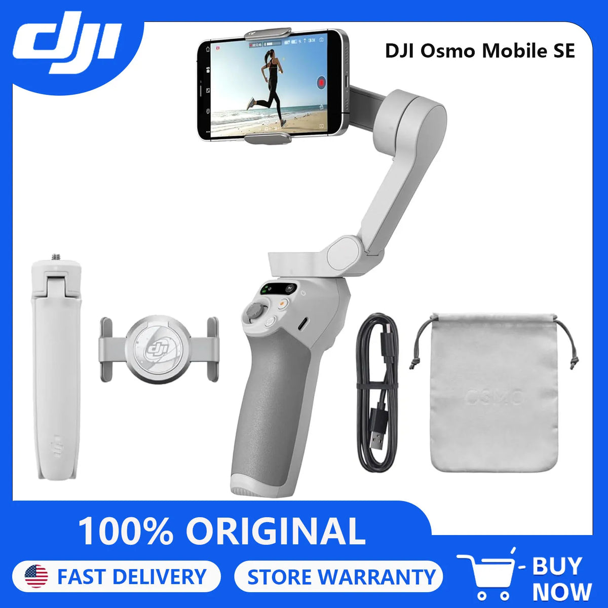 DJI Osmo Mobile SE, 3-Axis Phone Gimbal for iPhone, Android, Built-in Tripod, Selfie Stick, Gimbal Stabilizer
