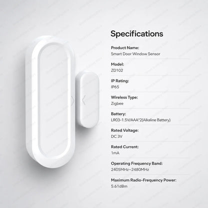 Zigbee 3.0 Door Window Sensor IP65 Waterproof & Non-Waterproof Versions Magnetic Contact Alarm Home Assistant Zigbee2MQTT