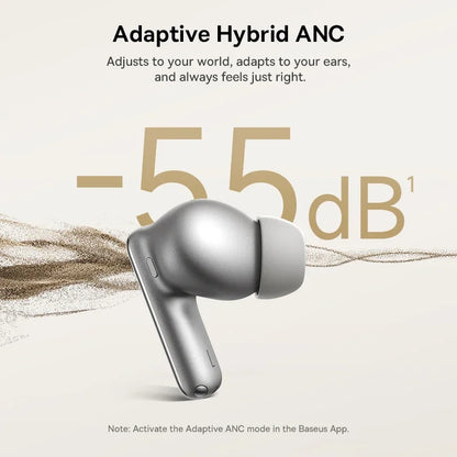 Baseus Bowie MP1 ANC Bluetooth 6.0 True Wireless Earbuds -55dB Adaptive Hybrid ANC Earphones Hi-Res LDAC 6-Mic ENC In-Ear Buds