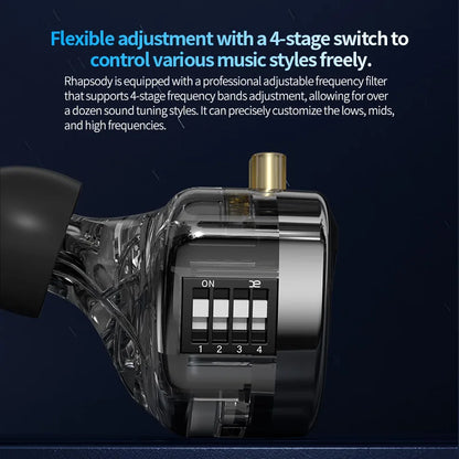 CCA Rhapsody4 Dynamic Coil 8 Dynamic Iron Coil High Quality HIFI Detachable Cable In Ear Noise Reduction Wired Earphones