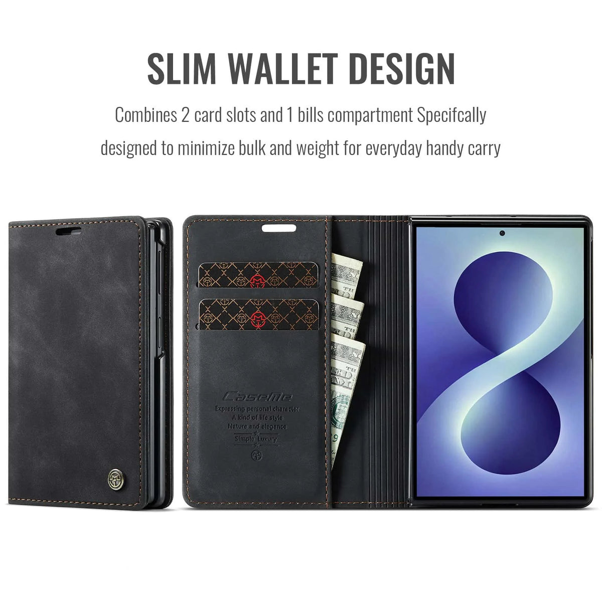 Shockproof Leather Case for Samsung Galaxy Z Fold 8 Flip Wallet Folio Card Holder Magnetic Clasp Protective Cover with Stand