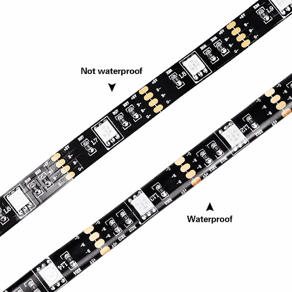 5V USB RGB LED Strip Light Remote Control 5050 30LED/m 5m 10m Lights Tape TV Backlights Home Decoration 0.5/1/2/3m Black PCB
